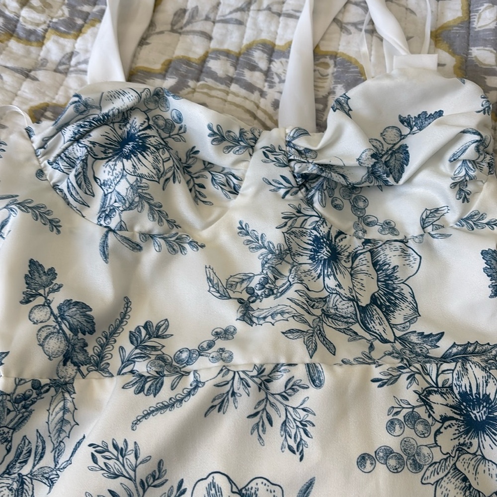 Blue and white floral dress
